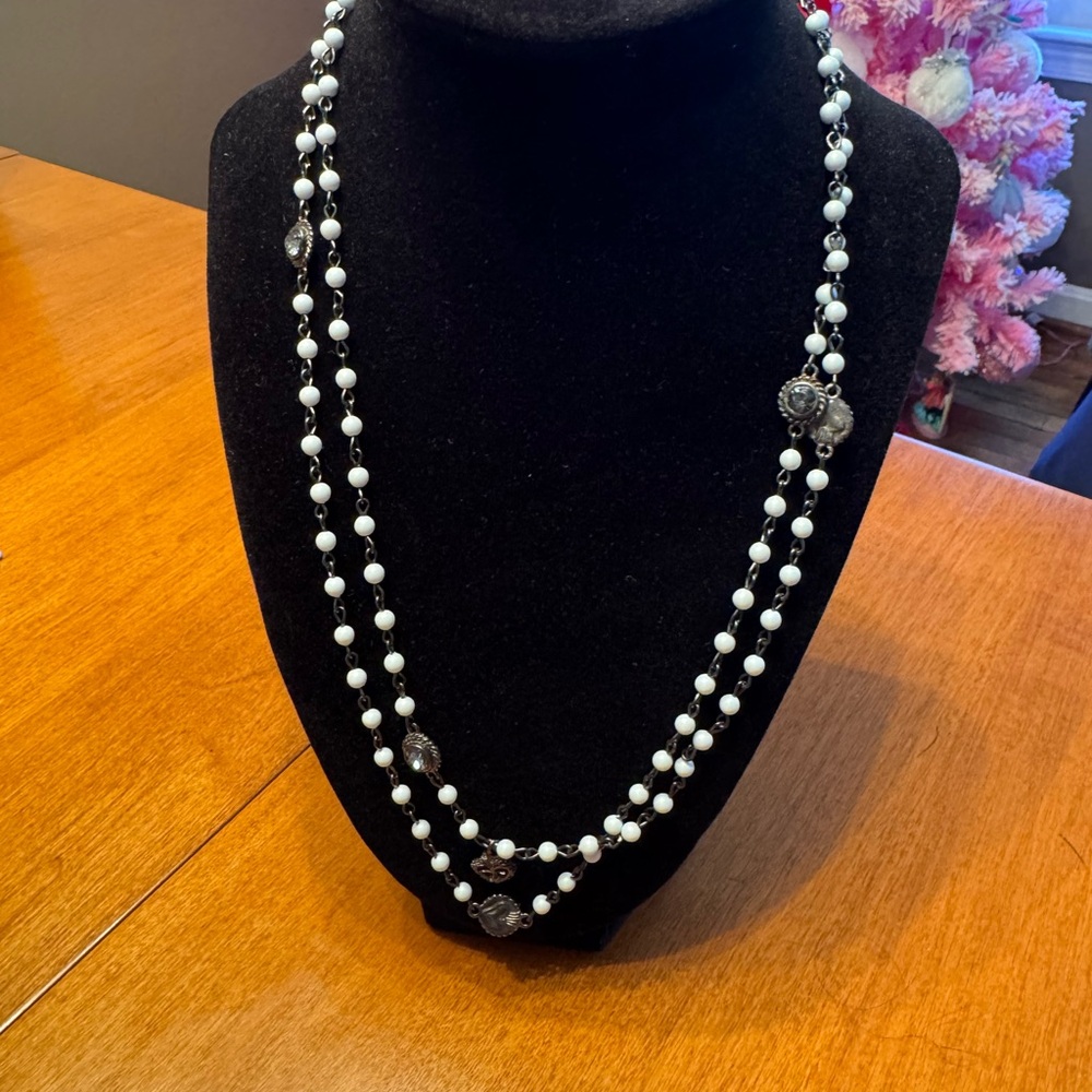 VSA Virgins Saints & Angels Magdalena + Wrap Necklace Set Pale Blue Gunmetal NWT - Picture 4 of 10